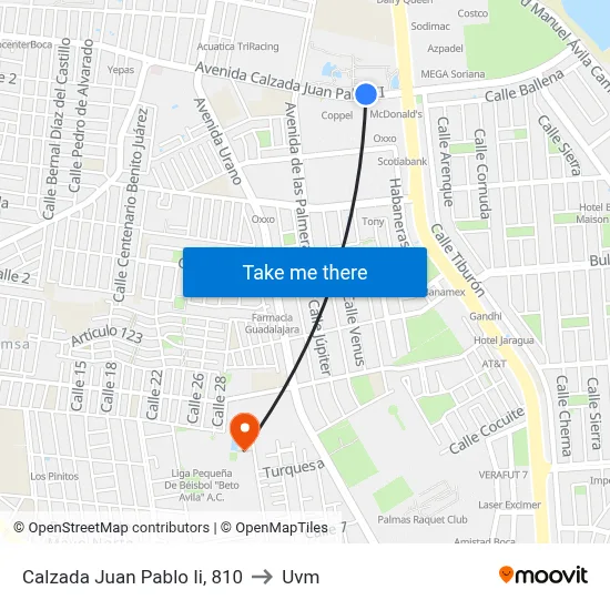 Calzada Juan Pablo Ii, 810 to Uvm map