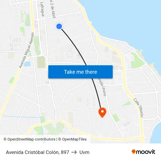 Avenida Cristóbal Colón, 897 to Uvm map