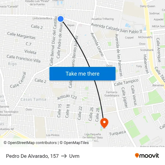 Pedro De Alvarado, 157 to Uvm map