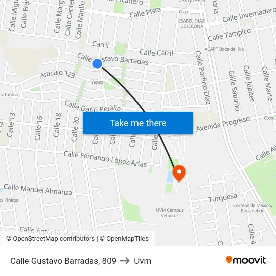 Calle Gustavo Barradas, 809 to Uvm map