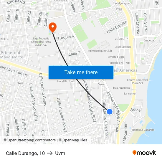 Calle Durango, 10 to Uvm map