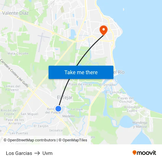 Los Garcias to Uvm map
