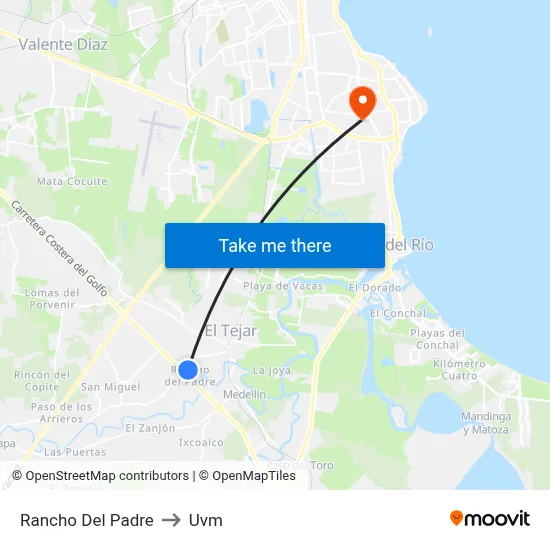Rancho Del Padre to Uvm map