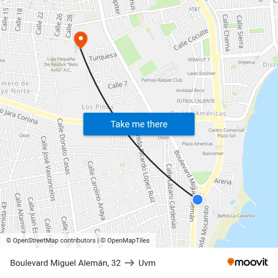 Boulevard Miguel Alemán, 32 to Uvm map