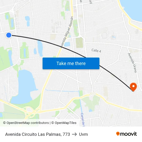 Avenida Circuito Las Palmas, 773 to Uvm map