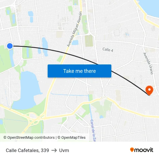 Calle Cafetales, 339 to Uvm map