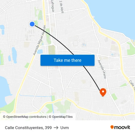 Calle Constituyentes, 399 to Uvm map