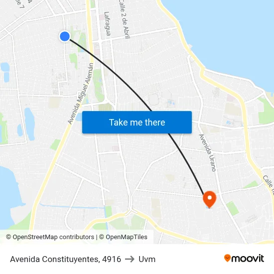 Avenida Constituyentes, 4916 to Uvm map