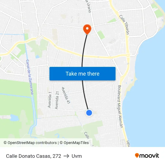 Calle Donato Casas, 272 to Uvm map