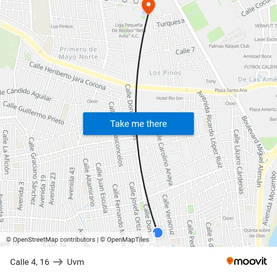 Calle 4, 16 to Uvm map