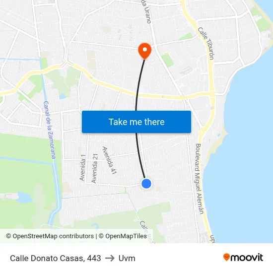 Calle Donato Casas, 443 to Uvm map