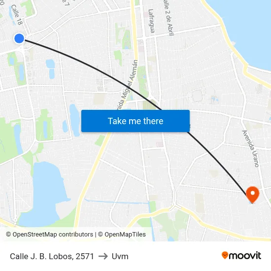 Calle J. B. Lobos, 2571 to Uvm map