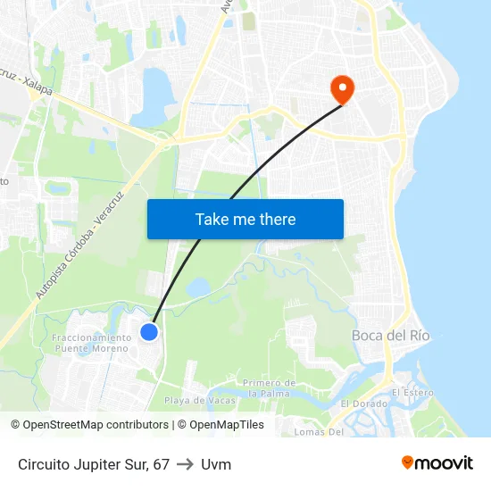 Circuito Jupiter Sur, 67 to Uvm map