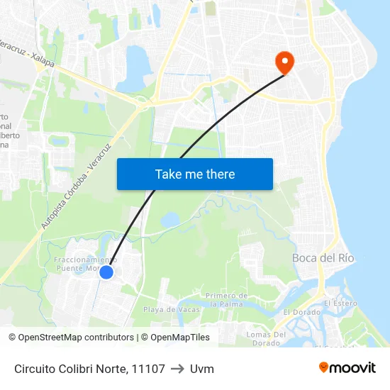 Circuito Colibri Norte, 11107 to Uvm map
