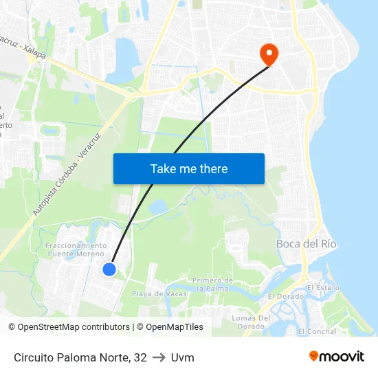 Circuito Paloma Norte, 32 to Uvm map