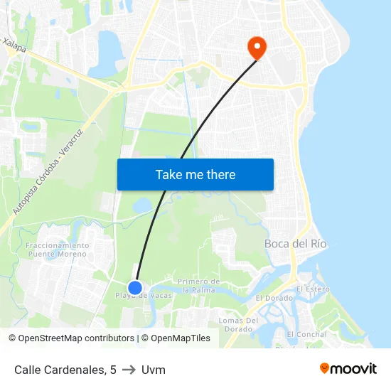 Calle Cardenales, 5 to Uvm map