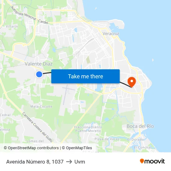 Avenida Número 8, 1037 to Uvm map