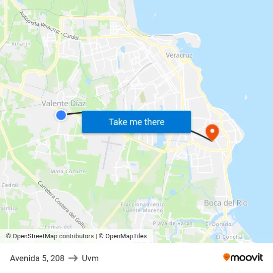 Avenida 5, 208 to Uvm map