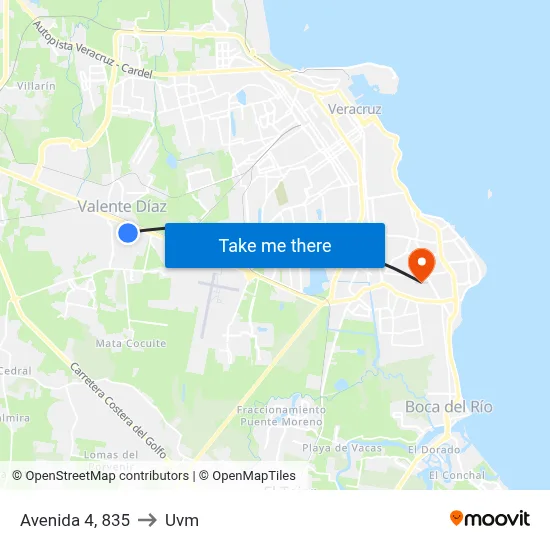 Avenida 4, 835 to Uvm map