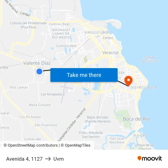 Avenida 4, 1127 to Uvm map