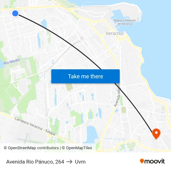 Avenida Río Pánuco, 264 to Uvm map