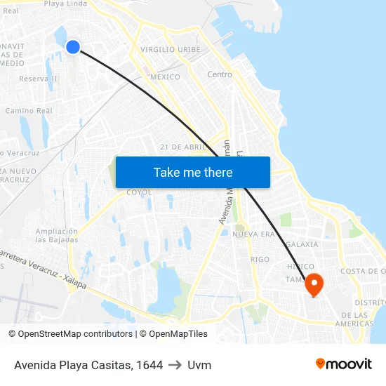 Avenida Playa Casitas, 1644 to Uvm map