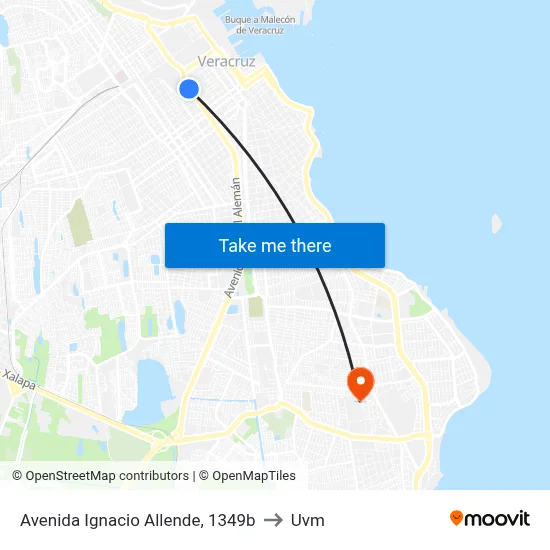 Avenida Ignacio Allende, 1349b to Uvm map