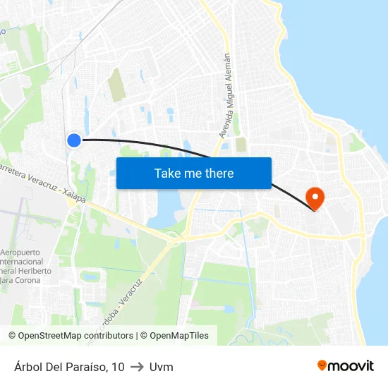 Árbol Del Paraíso, 10 to Uvm map