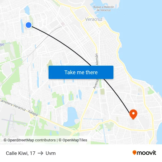 Calle Kiwi, 17 to Uvm map