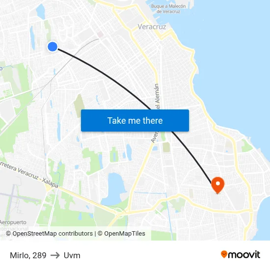 Mirlo, 289 to Uvm map
