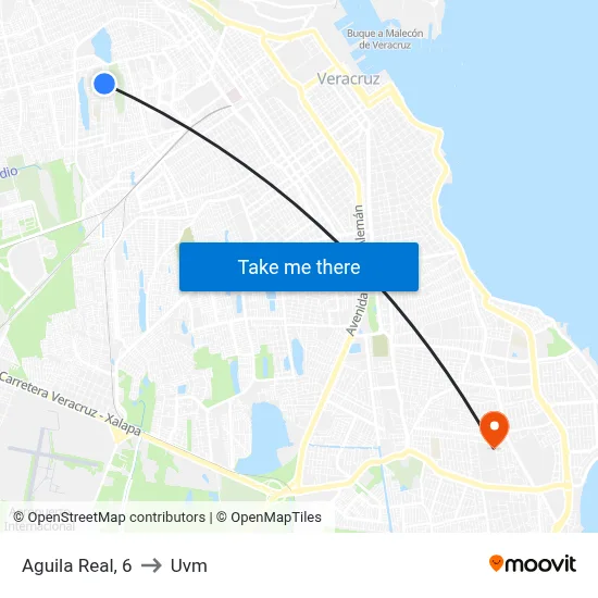 Aguila Real, 6 to Uvm map