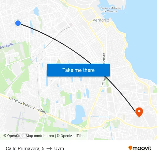 Calle Primavera, 5 to Uvm map