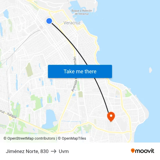 Jiménez Norte, 830 to Uvm map