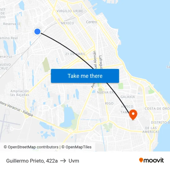 Guillermo Prieto, 422a to Uvm map