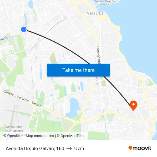 Avenida Ursulo Galván, 160 to Uvm map