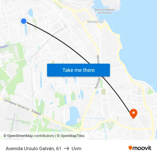 Avenida Ursulo Galván, 61 to Uvm map