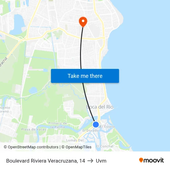Boulevard Riviera Veracruzana, 14 to Uvm map