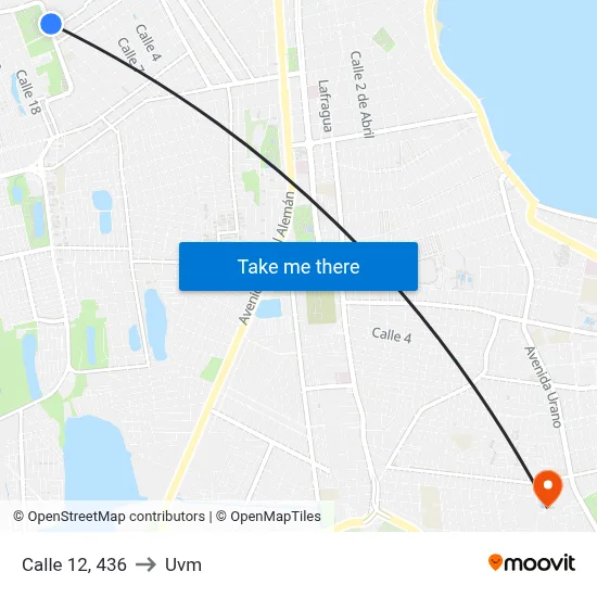 Calle 12, 436 to Uvm map