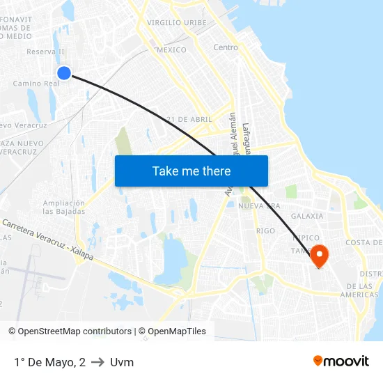 1° De Mayo, 2 to Uvm map