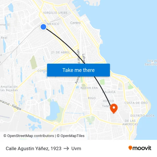 Calle Agustin Yáñez, 1923 to Uvm map