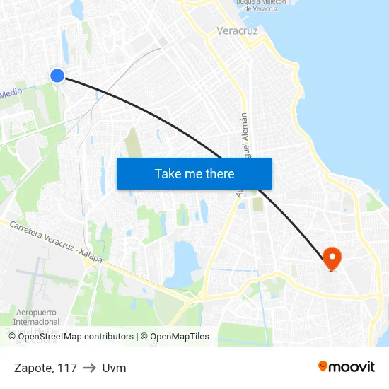 Zapote, 117 to Uvm map