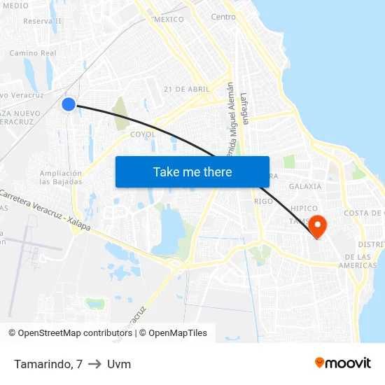 Tamarindo, 7 to Uvm map
