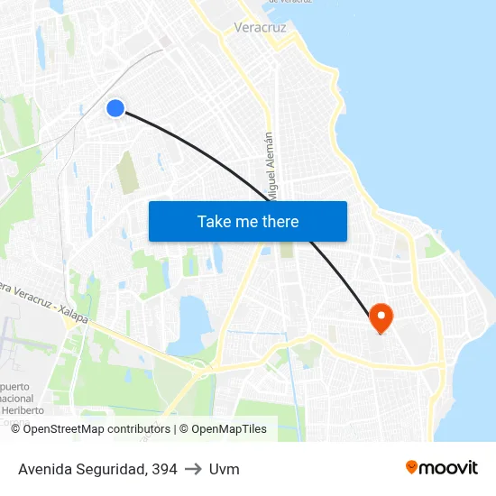 Avenida Seguridad, 394 to Uvm map