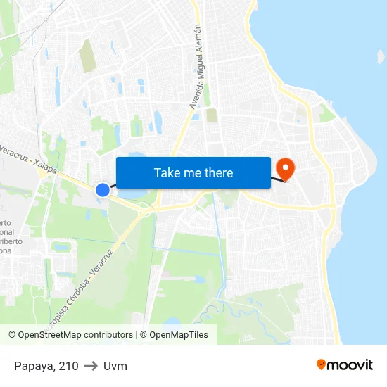 Papaya, 210 to Uvm map