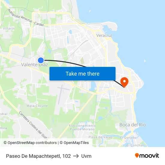 Paseo De Mapachtepetl, 102 to Uvm map