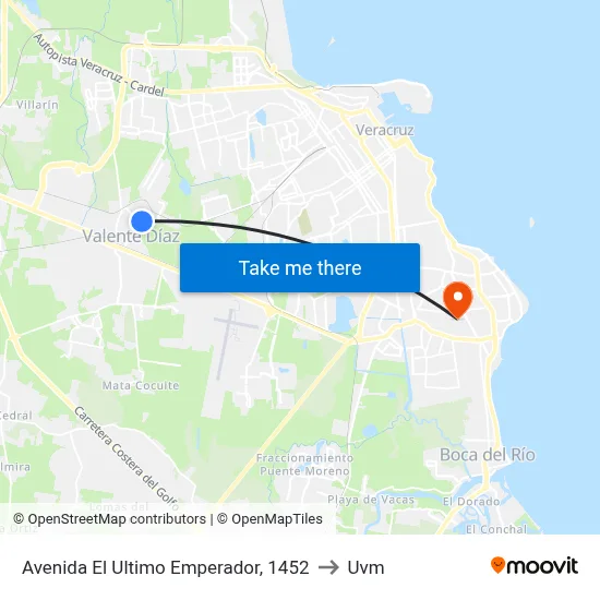 Avenida El Ultimo Emperador, 1452 to Uvm map
