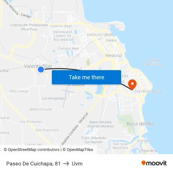 Paseo De Cuichapa, 81 to Uvm map