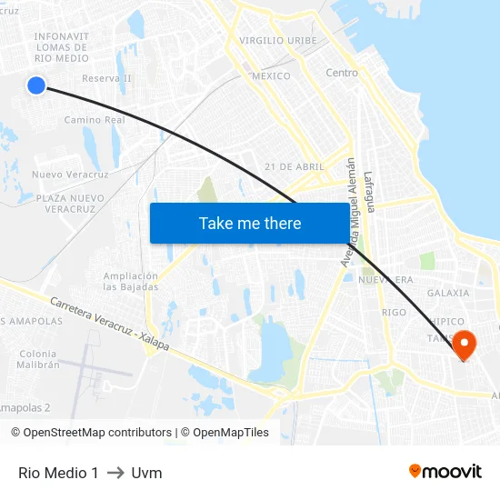 Rio Medio 1 to Uvm map