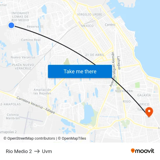 Rio Medio 2 to Uvm map
