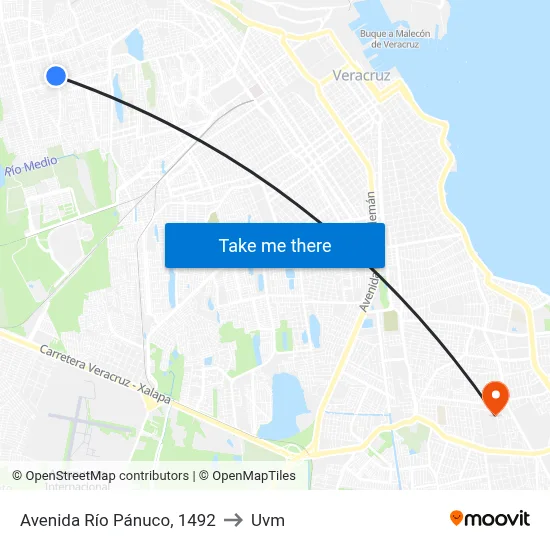 Avenida Río Pánuco, 1492 to Uvm map